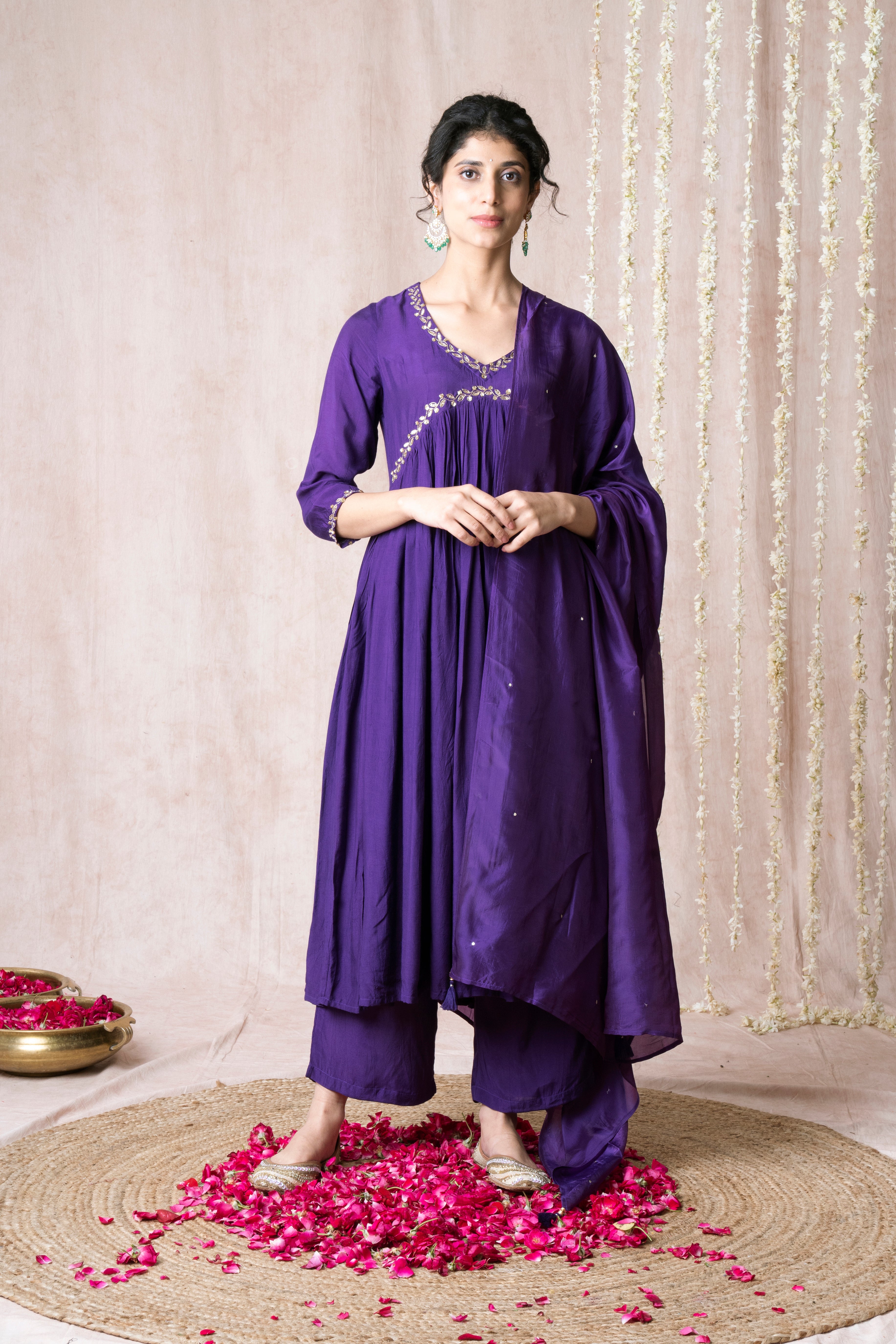 Bhargavi Purple Muslin Suit Set