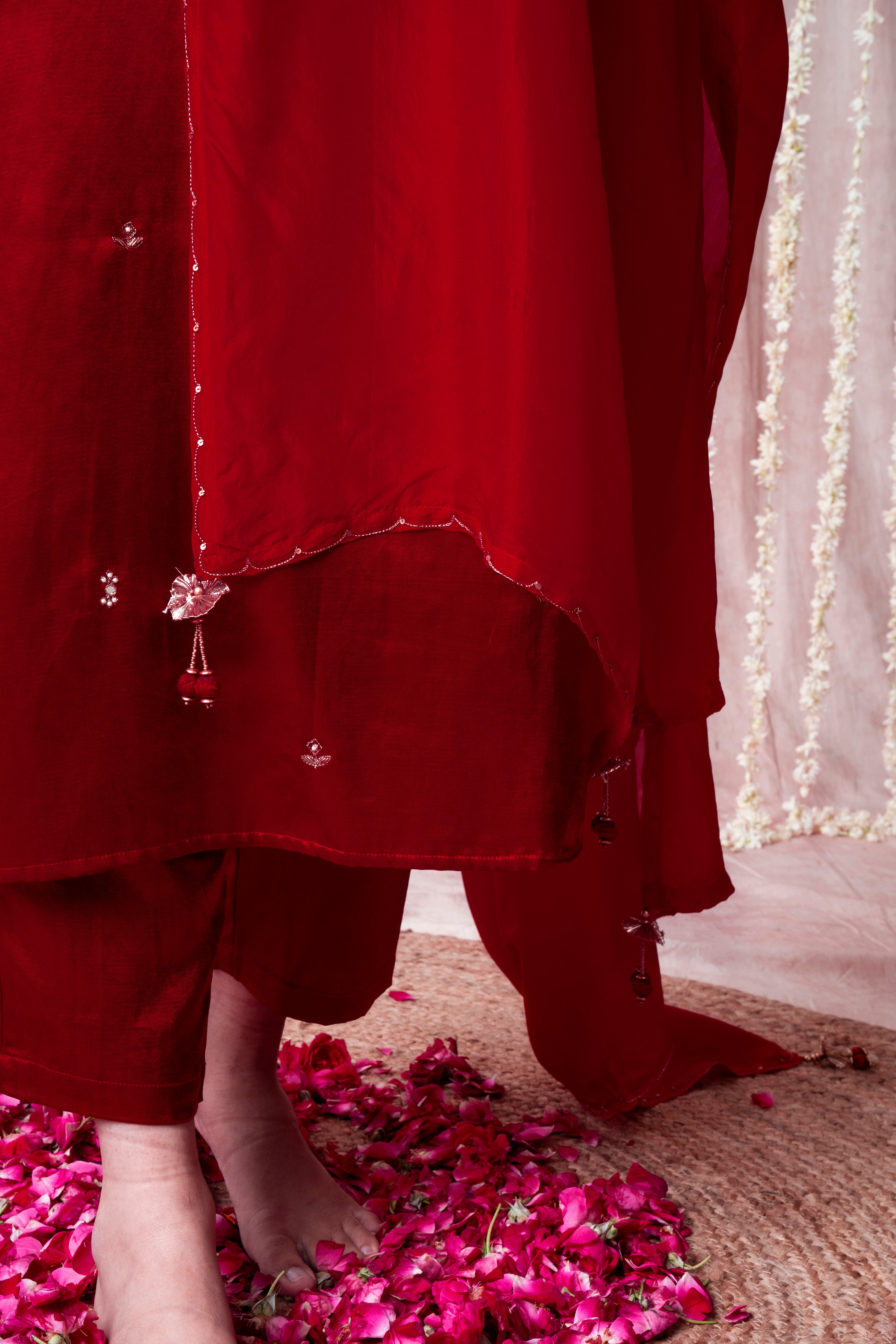 Bhargavi Deep Red Modal Mashru Suit Set