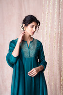 Bhargavi Dark Sea Green Modal Satin Suit Set