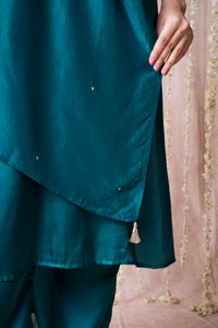 Bhargavi Dark Sea Green Modal Satin Suit Set