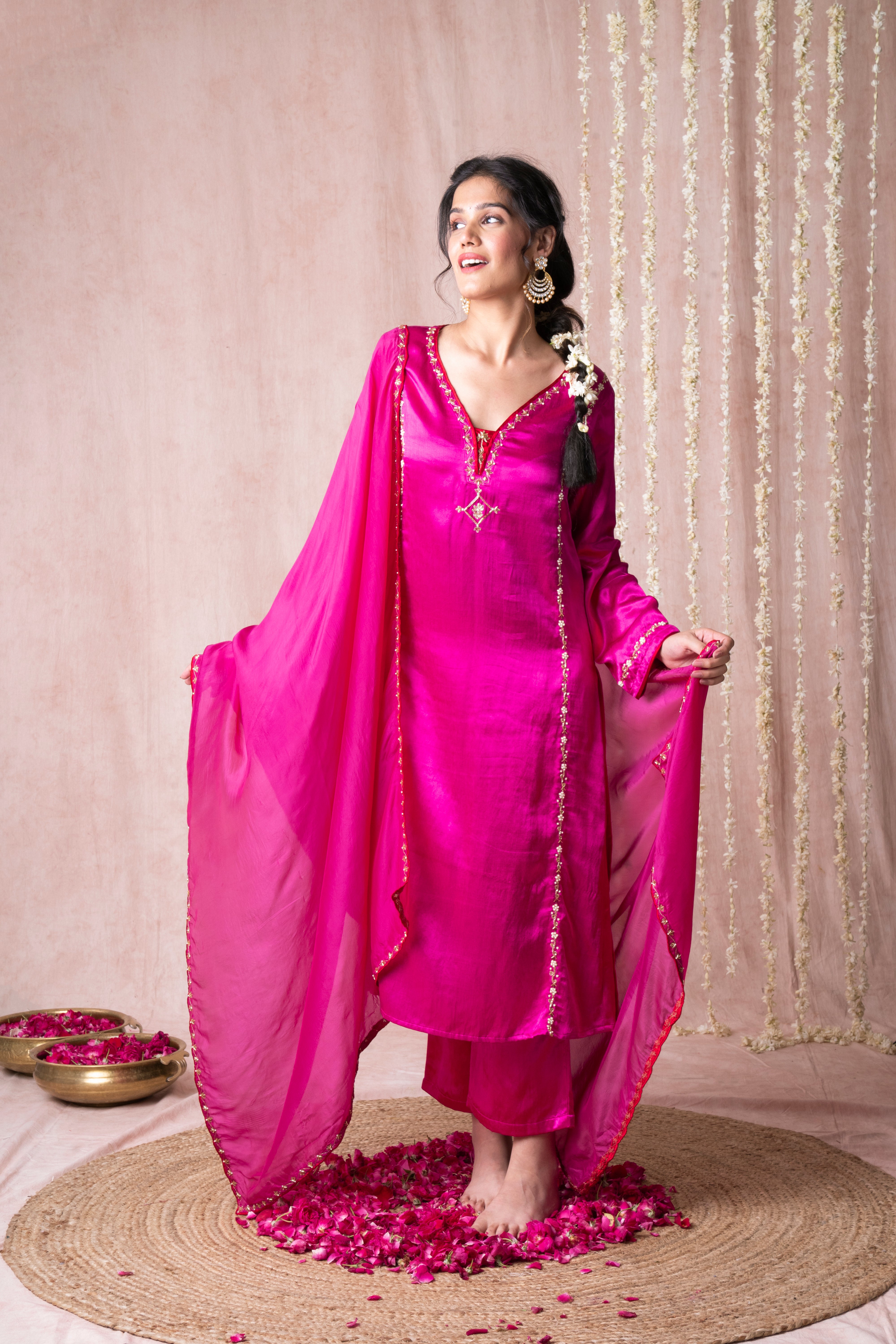 Bhargavi Pink Modal Mashru Suit Set