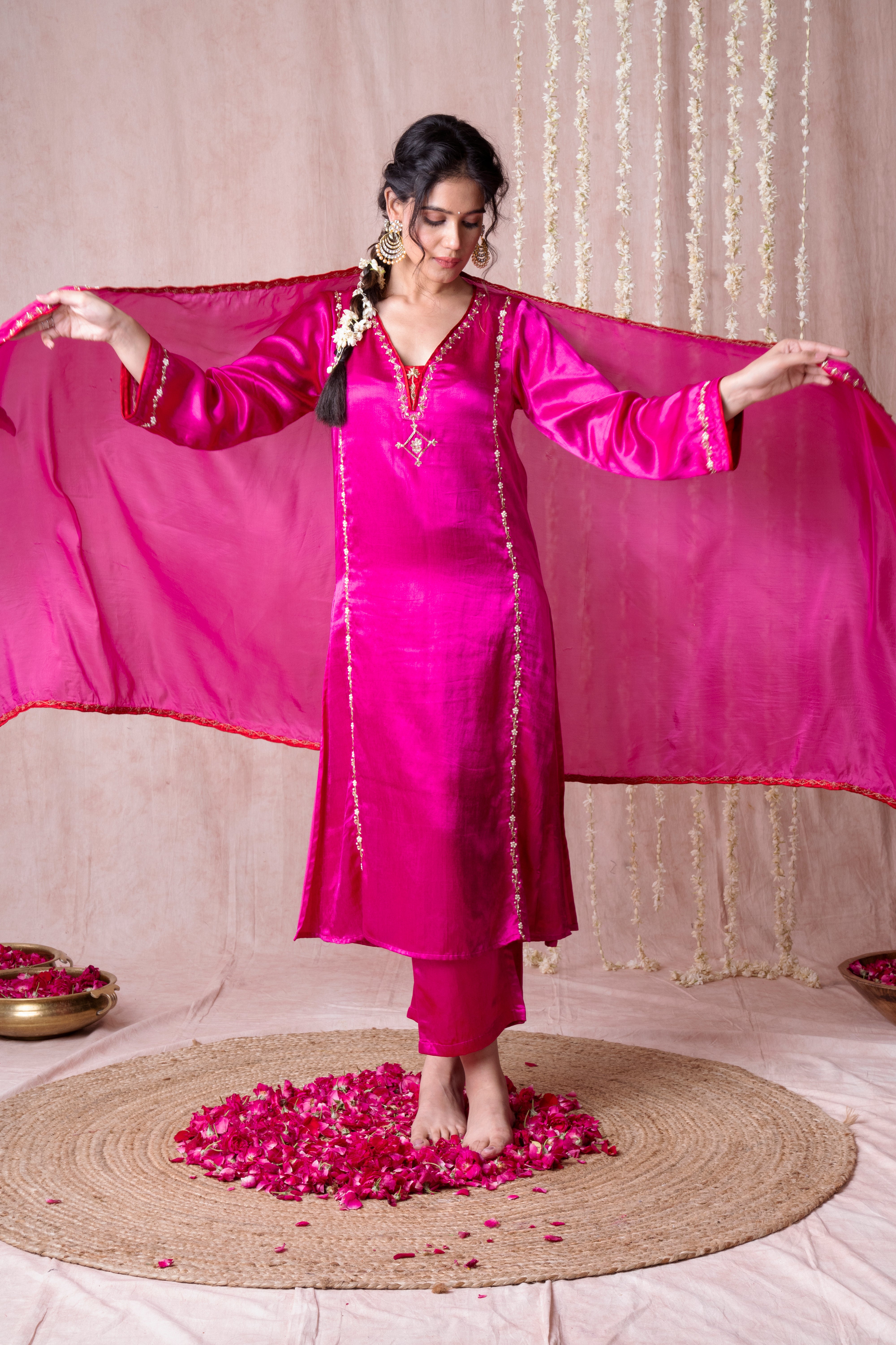 Bhargavi Pink Modal Mashru Suit Set