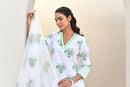 Sage Floral Handblock Cotton Kurta Set