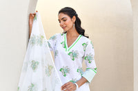 Sage Floral Handblock Cotton Kurta Set