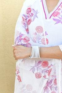 Fuchsia Bloom Handblock Cotton Kurta Set