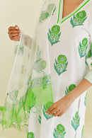 Green Boota Handblock Cotton Kurta Set