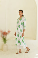 Green Boota Handblock Cotton Kurta Set