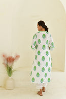 Green Boota Handblock Cotton Kurta Set