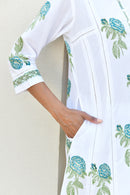 Blue Blossom Handblock Cotton Kurta Set