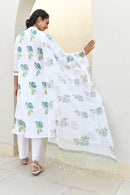 Blue Blossom Handblock Cotton Kurta Set