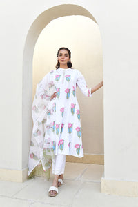 Pink Lotus Handblock Cotton Kurta Set