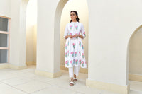 Pink Lotus Handblock Cotton Kurta Set