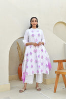Lilac Booti Handblock Cotton Kurta Set