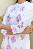 Lilac Booti Handblock Cotton Kurta Set