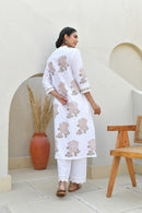 Rose Taupe Handblock Cotton Kurta Set