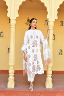 Rose Taupe Handblock Cotton Kurta Set