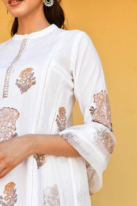 Rose Taupe Handblock Cotton Kurta Set