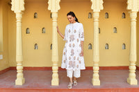 Rose Taupe Handblock Cotton Kurta Set
