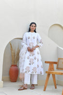 Rose Taupe Handblock Cotton Kurta Set
