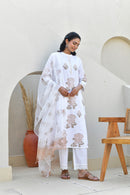 Rose Taupe Handblock Cotton Kurta Set
