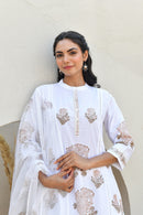 Rose Taupe Handblock Cotton Kurta Set