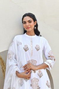 Rose Taupe Handblock Cotton Kurta Set