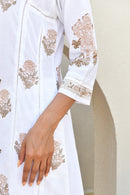 Rose Taupe Handblock Cotton Kurta Set