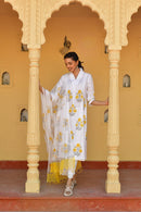 Taupe Bloom Handblock Cotton Kurta Set