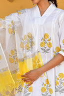 Taupe Bloom Handblock Cotton Kurta Set