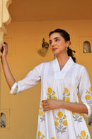 Taupe Bloom Handblock Cotton Kurta Set
