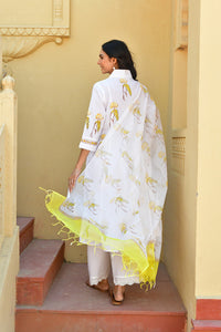 Ivory Bloom Handblock Cotton Kurta Set