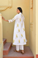 Ivory Bloom Handblock Cotton Kurta Set