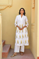 Ivory Bloom Handblock Cotton Kurta Set