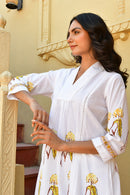 Ivory Bloom Handblock Cotton Kurta Set