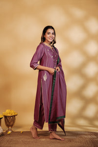Jamuni Chanderi Hand-Embroidered Suit Set