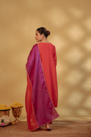 Coral Hand-Embroidered Chanderi Suit Set
