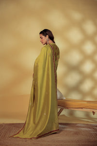Mahendi Green Chanderi Hand-Block Embroidered Suit Set