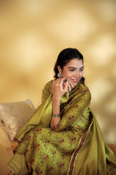 Mahendi Green Chanderi Hand-Block Embroidered Suit Set