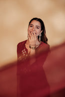 Maroon Chanderi Hand-Embroidered Suit Set
