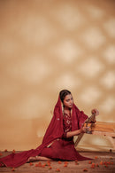 Maroon Chanderi Hand-Embroidered Suit Set