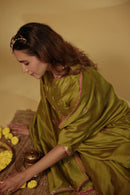 Mahendi Green Hand-Embroidered Chanderi Suit Set