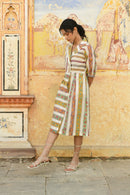Aaravi Beige Hand Block Printed Dress - Shilpi Handicrafts
