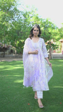 Hand Block Printed Lavender Suit Set