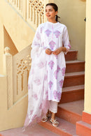 Magenta Lilac Handblock Cotton Kurta Set