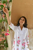 Pink Gardenia Handblock Cotton Kurta Set