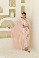 Vintage Floral Handblock Cotton Kurta Set