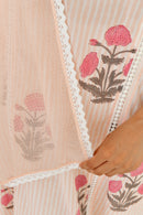 Vintage Floral Handblock Cotton Kurta Set