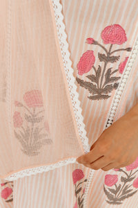 Vintage Floral Handblock Cotton Kurta Set