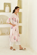 Vintage Floral Handblock Cotton Kurta Set