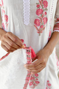 Blush Bloom Handblock Cotton Kurta Set